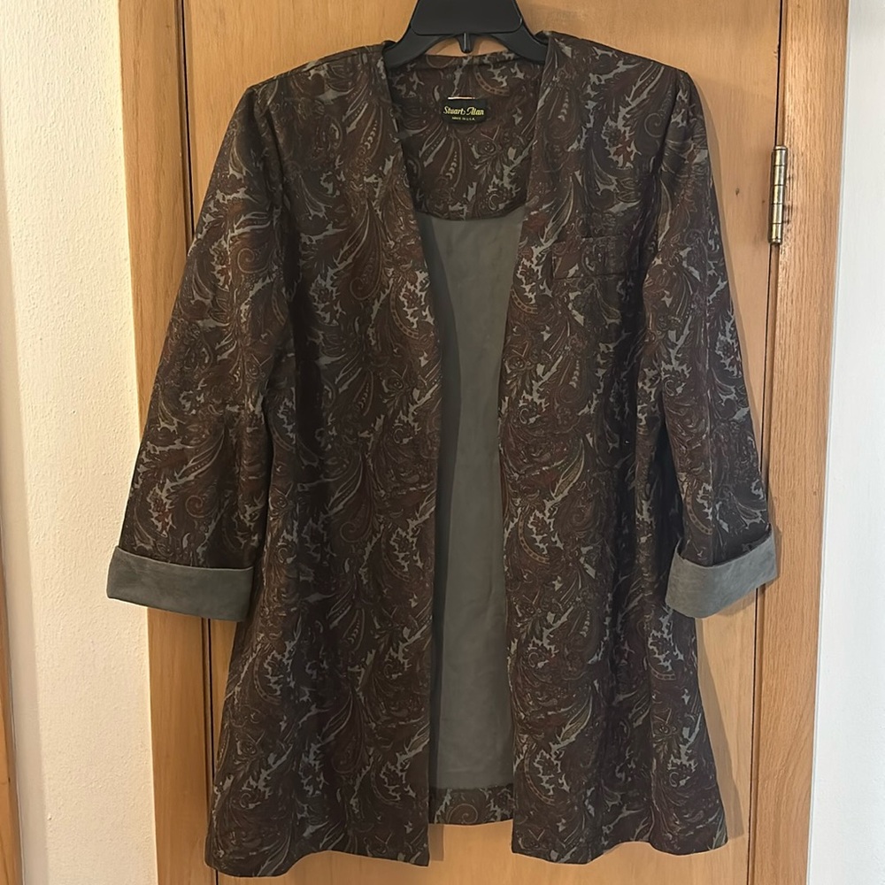 Stuart Alan Vintage Women’s Paisley Flannel Open Front Blazer Brown M-L